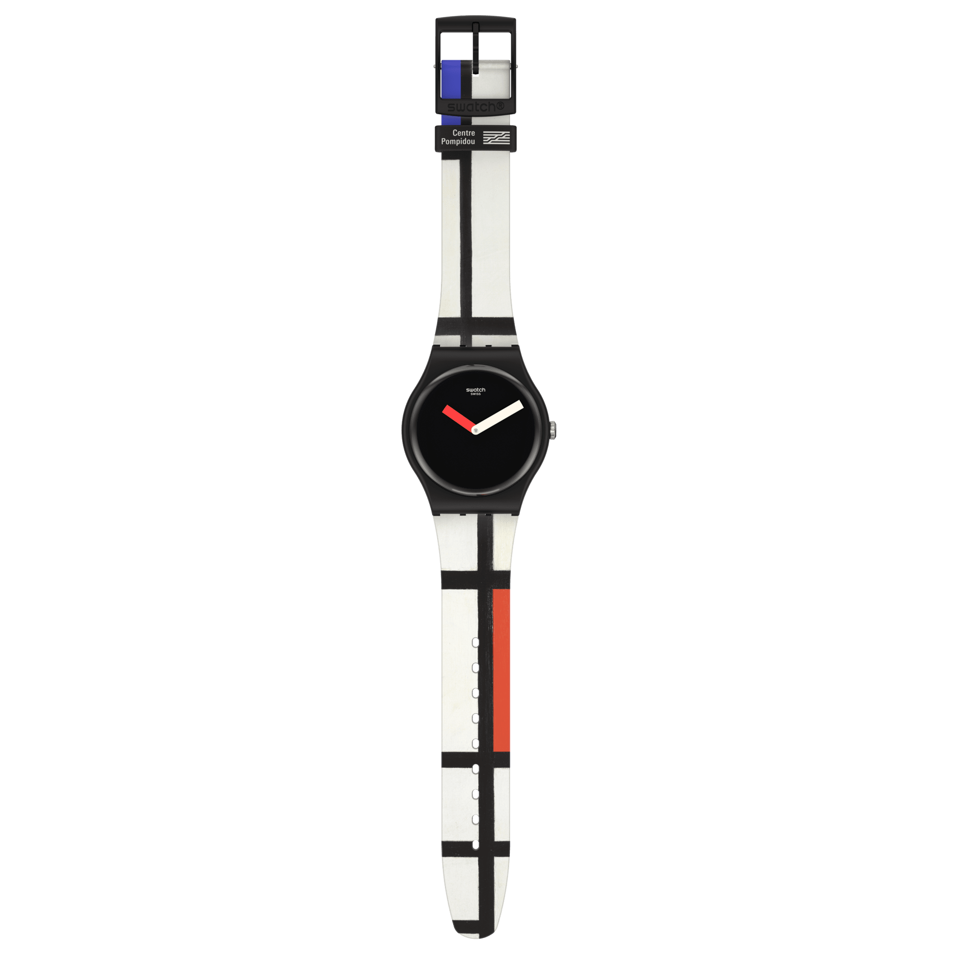 Swatch Piet Mondrian - Reloj de cuarzo para hombre, rojo, azul y blanco,  Negro
